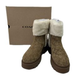 COACH コーチ ショートブーツ シグネチャー 24.0cm CCH12 ブラウン Aランク