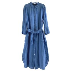 ▽▽ ONWARD KASHIYAMA CO.,LTD. 23区 L 25th Anniv シャツワンピース　ペチコート欠品　SIZE48 ブルー系 Sランク