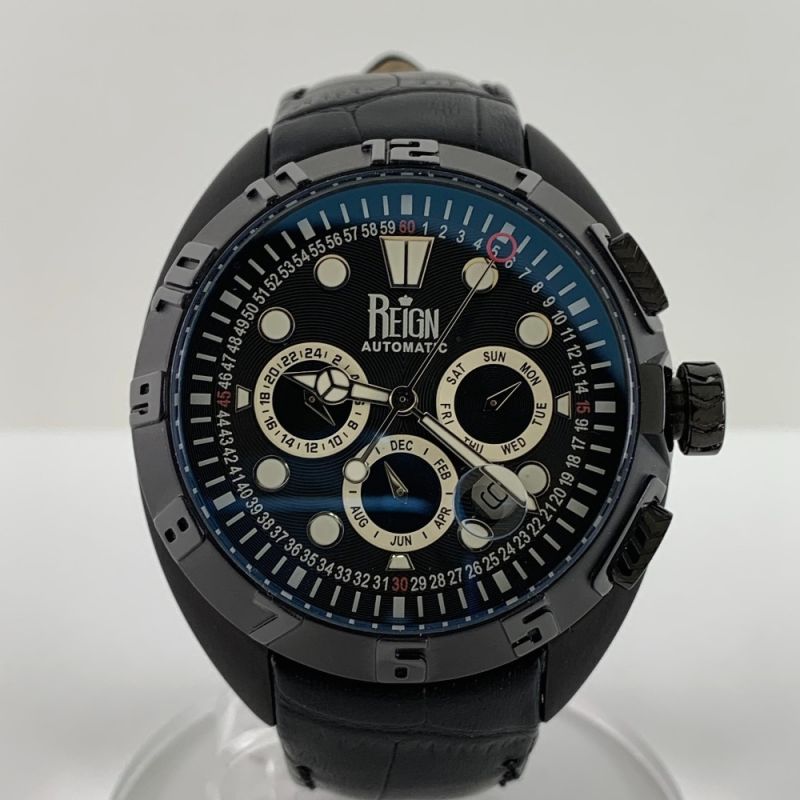 中古】 REIGN レイン AUTOMATIC RONAN ブラック文字盤 クロコ型