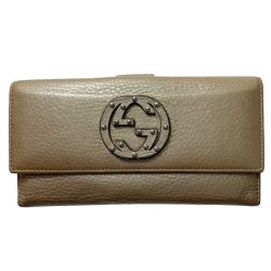 ▽▽ GUCCI グッチ  長財布 スタッズ インターロッキングＧ 231843 ベージュ Bランク