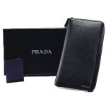 プラダ  正規品  美品  1ML005  二つ折り  財布   ブラック PRADA プラダ サフィアーノ メタル 財布 2つ折り財布 レディース