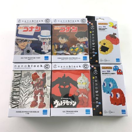 Kawada カワダ ナノブロック　キャラ物6点セット　名探偵コナン・エヴァ・パックマン・ウルトラセブン 未開封