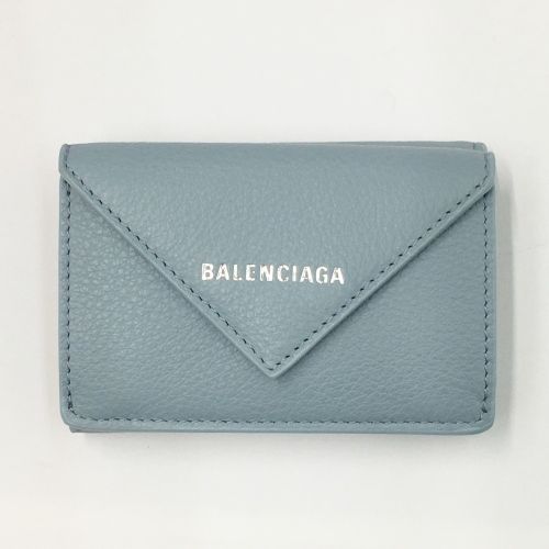 Balenciaga バレンシアガ ミニ財布 3つ折り財布 スカイブルー Aランク なんでもリサイクルビッグバン オンラインショップ