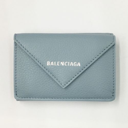 中古 Balenciaga バレンシアガ ミニ財布 3つ折り財布 スカイブルー Aランク なんでもリサイクルビッグバン オンラインショップ