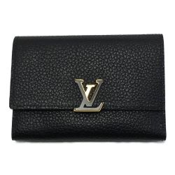 ▽▽ LOUIS VUITTON ルイヴィトン ポルトフォイユ・カプシーヌコンパクト イニシャル入り 財布 M62157 ブラック Bランク