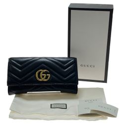 ▽▽ GUCCI グッチ GGマーモント　コンチネンタルウォレット　二つ折り長財布 443436 ブラック Cランク