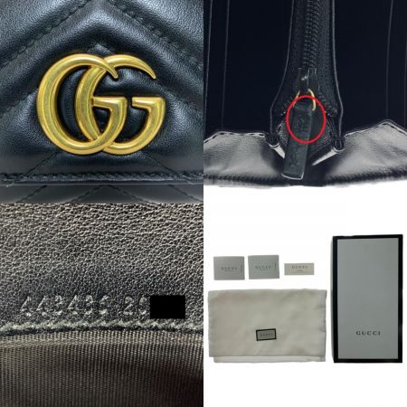  GUCCI グッチ GGマーモント　コンチネンタルウォレット　二つ折り長財布 443436 ブラック
