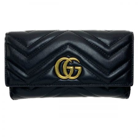  GUCCI グッチ GGマーモント　コンチネンタルウォレット　二つ折り長財布 443436 ブラック