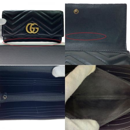  GUCCI グッチ GGマーモント　コンチネンタルウォレット　二つ折り長財布 443436 ブラック