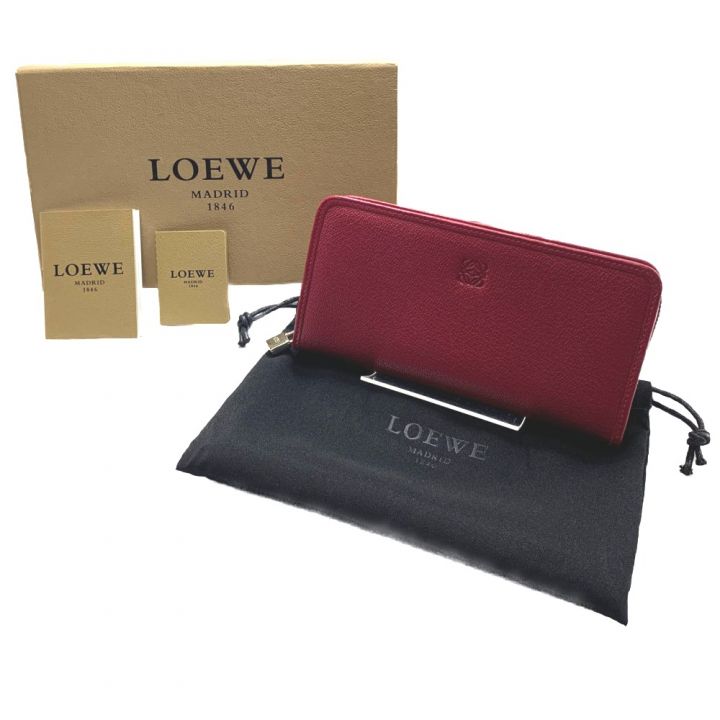 LOEWE ロエベ 長財布 アマソナ アナグラム ジップアラウンドウォレット 113N95.F13 レッド｜中古｜なんでもリサイクルビッグバン