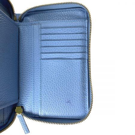  GUCCI グッチ ラウンドファスナー　二つ折り財布 420113 ベージュ×スカイブルー