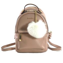 ▽▽ Samantha Thavasa サマンサタバサ シンプルリュック（小）　ファーチャーム付き 1720115571 ピンクベージュ Aランク