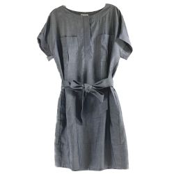 ▽▽ STRASBURGO リボンベルト付きワンピース　テンセル SIZE38 グレー 美品 Aランク