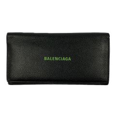  BALENCIAGA バレンシアガ レザー　長財布 594692 ブラック Cランク