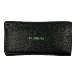 ▽▽ BALENCIAGA バレンシアガ レザー　長財布 594692 ブラック Cランク
