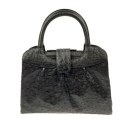 ▽▽ santagostino　サンタゴスティーノ ハンドバッグ　オーストリッチ ブラック Bランク