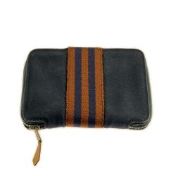▽▽ HERMES エルメス 2つ折り財布 フールトゥパース PM ネイビー×ブラウン Cランク
