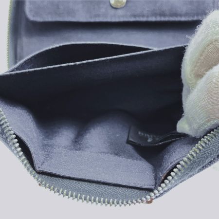  HERMES エルメス 2つ折り財布 フールトゥパース PM ネイビー×ブラウン
