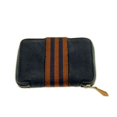  HERMES エルメス 2つ折り財布 フールトゥパース PM ネイビー×ブラウン