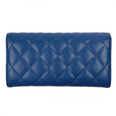  CHANEL シャネル マトラッセ　フラップ　長財布　ウォレット ブルー