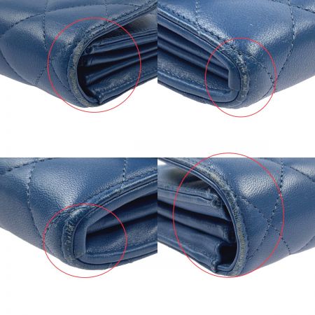  CHANEL シャネル マトラッセ　フラップ　長財布　ウォレット ブルー