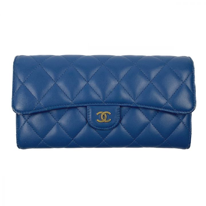 中古】 CHANEL シャネル マトラッセ フラップ 長財布 ウォレット ブルー｜総合リサイクルショップ なんでもリサイクルビッグバン オンラインストア