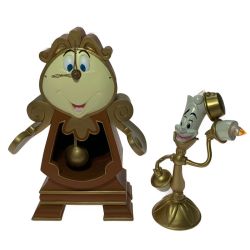 ▽▽ Disney ディズニー 美女と野獣　コグスワースの置時計とルミエールのライト　まとめ売り Bランク