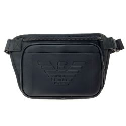 ▽▽ EMPORIO ARMANI エンポリオアルマーニ ボディバッグ　ウエストポーチ PUビッグイーグル横型 ブラック Bランク