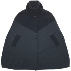 ▽▽ LOUIS VUITTON ルイヴィトン ミンクファー付 ウール×カシミヤケープ　ポンチョ　sizeM  RW132W F4KC070DE グレー Bランク