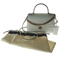 ▽▽ TORY BURCH トリーバーチ 2WAYバッグ　 KIRA CHEVRON TOP HANDLE 61674 NEW IVORY Sランク