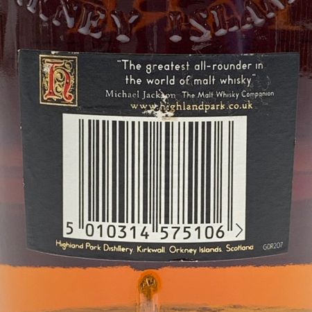  HIGHLAND PARK シングルモルトウイスキー　12年　750ml 未開栓