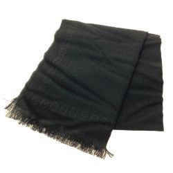 ▽▽ FENDI フェンディ ストール　マフラー　ウール ブラック Aランク