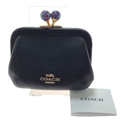 ▽▽ COACH コーチ レザーノラコインケース　小銭入れ　がま口 C2132 ブラック Aランク