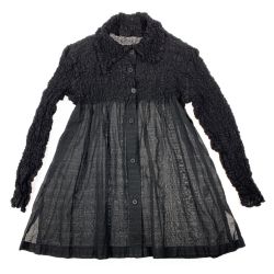 ▽▽ ISSEY MIYAKE イッセイミヤケ ブラウス　シアー　絞り加工 MI52FO473 ブラック Bランク