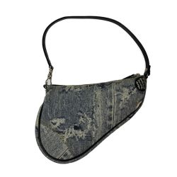 ▽▽ Christian Dior クリスチャンディオール サドルバッグ　ポーチ　デニムプリント柄 ブルー Bランク