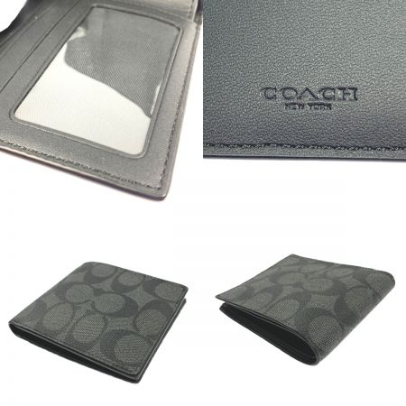  COACH コーチ 二つ折り財布　シグネチャー F66551 ブラック
