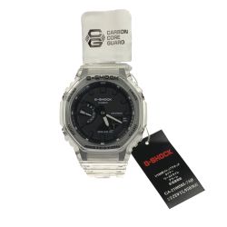 ▽▽ CASIO カシオ 2100シリーズ　アナログデジタル　スケルトン　八角形 GA-2100SKE クリア Aランク