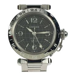 ▽▽ Cartier カルティエ パシャC メリディアンGMT 自動巻き 2550 ブラック Aランク