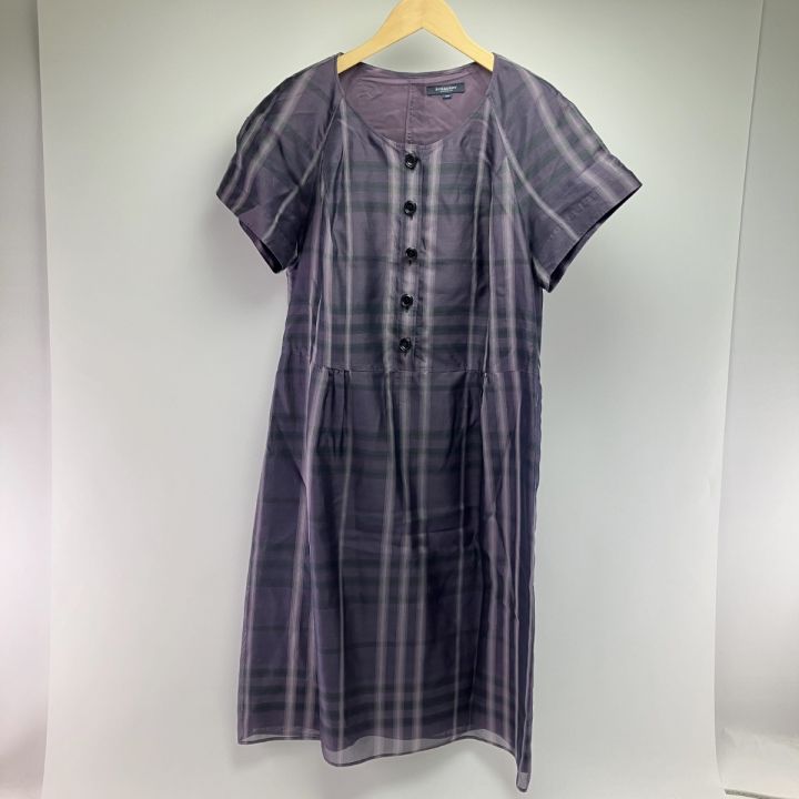 バーバリーブルーレーベル ワンピース 紫ノバチェック サイズ38 M 日本製