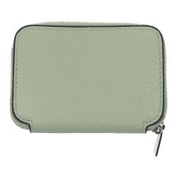 ▽▽ Valextra ヴァレクストラ カードケース ラウンドファスナー ライトグリーン Aランク