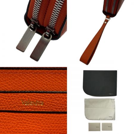  Valextra ヴァレクストラ ダブルファスナー　長財布　ポートフォリオ オレンジ