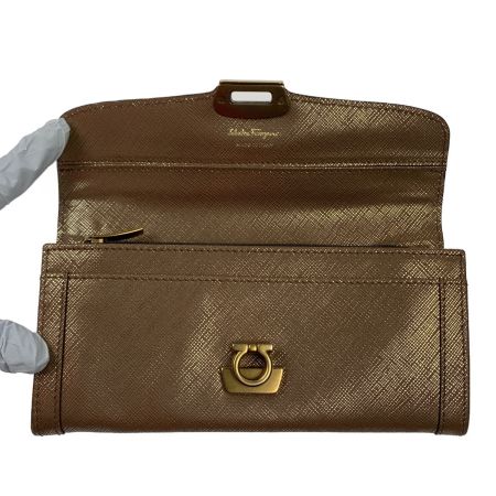  Ferragamo フェラガモ 長財布　ガンチーニ ブラウン