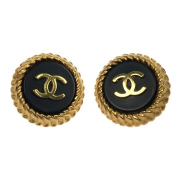 CHANEL シャネル ヴィンテージ ココマーク イヤリング ブラック x 
