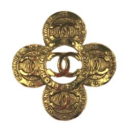 ▽▽ CHANEL シャネル ブローチ ココマーク 十字 花 ゴールド Cランク