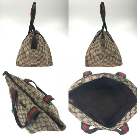  GUCCI グッチ GGキャンバス トートバッグ 131228 ベージュ x ブラウン