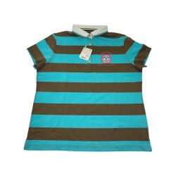 ▽▽ Munsingwear マンシングウェア ゴルフウェア レディース 半袖 サイズLL SL1514 E666 スカイブルー×ブラウン Sランク