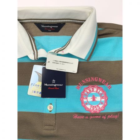  Munsingwear マンシングウェア ゴルフウェア レディース 半袖 サイズLL SL1514 E666 スカイブルー×ブラウン