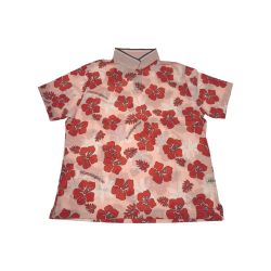 ▽▽ Munsingwear マンシングウェア ゴルフウェア レディース 半袖 サイズLL LG1581 W824 サーモンピンク×レッド Sランク