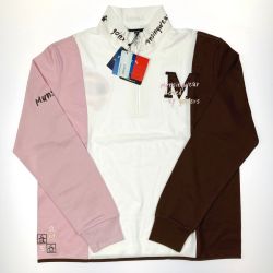▽▽ Munsingwear マンシングウェア  ゴルフウェア  サイズLL LG1166 W805 ホワイト×ライトピンク×ブラウン 開封未使用品 Sランク