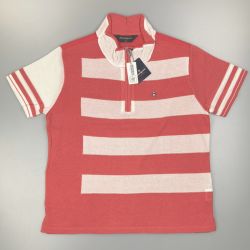 ▽▽ Munsingwear マンシングウェア レディース　ゴルフウェア  ボーダー SIZE LL LG2923 R519 ホワイト×サーモンピンク Aランク